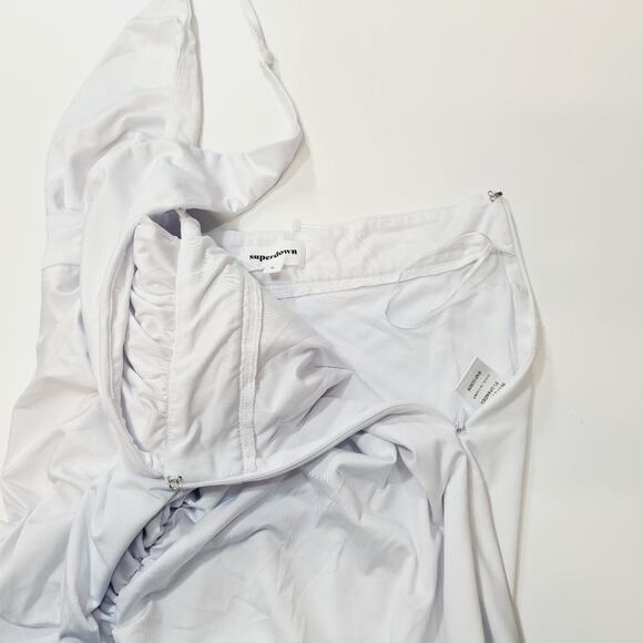 Superdown Mia Drape Slit Dress in White Small - Picture 6 of 14